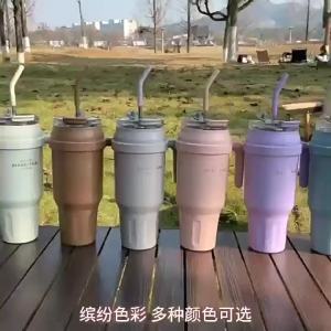 SITARAYURI 50OZ Insulation Cup Large Capacity Stainless Steel Thermos Bottle with Handle & Straw Ice Tumbler Car Cup Travel