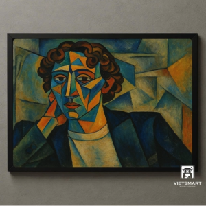 Tranh Nghệ thuật "Người Đàn Ông Mặc Véc Xanh 2" VIETSMART ART - Acrylic 45 x 60cm