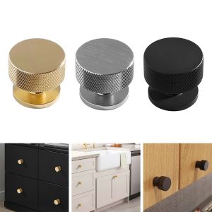 Knurled Cabinet Knob Aluminium Matt Black Silver Gold Kitchen Drawer Door Cupboard Pulls Round Handle For Home Decor Hardware