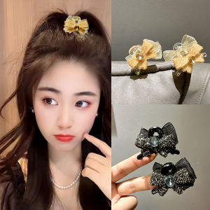 Double-Sided Butterfly Knot Small Hair Clip Netting Forehead Clip Womens Elegant Feeling Side Bangs Clip Top Clip