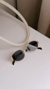 Oval Sunglasses for Men Women Retro Punk Metal Frame UV Protection Summer Adventure Square gold-plated frame dark lenses minimalist design.