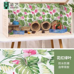Hanyihome Decorative Sticker for Chicken Coop And Reptile Cage Waterproof Moisture Proof Wall Decal Rural Style Plant Pattern