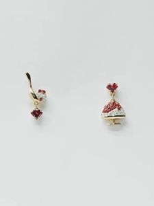 💖Swarovski💖Cariti asymmetrical design red bean ice red diamond teardrop earrings S925 sterling silver womens fashion earrings hypoallergenic non-allergenic Valentines Day gift birthday gift for girlfriend bestie