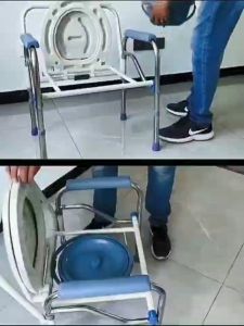 เก้าอี้นั่งถ่าย แสตนเลส สุขภัณฑ์เคลื่อนที่ สุขาคนป่วย ส้วมผู้ป่วย ส้วมคนแก่ ส้วมเคลือนที่ รุ่น EWAA214 เก้าอี้ห้องน้ำ Chair รับน้ำหนั หญิงตั้งครรภ์ เก้าอี้ขับถ่าย แบบพับได้ เก้าอี้นั่งถ่าย ผู้สูงอายุ พับได้ แสตนเลสปรับความสูงได้ เก้าอี้ส้วม