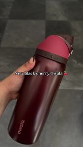 [ready stock]Owalas Authentic 24oz Insulated Stainless Steel Water Bottle - Black Cherry Red