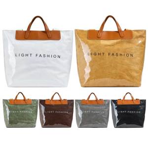 PVC All-Match Shoulder Bag Waterproof Casual Tote Bag Tear-Resistant Fashion Tote Handbag Shopping Work Date Bag