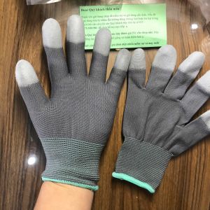 combo 10 đôi Găng tay phủ PU ngón tay màu xám size SM
