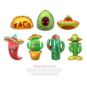 Birthday Party Photo Props Avocado Cactus Hat Style Cartoon Balloons Hand Inflated Matte PE Decomposable Material Universal Space