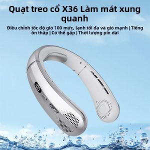 Quạt Đeo Cổ Có Thể Sạc Lại Di Động Máy Làm Mát Không Khí Bằng Điện Không Cánh Đeo Cổ Để Đi Du Lịch Thể Thao Cắm Trại Ngoài Trời - Thiết Kế Treo