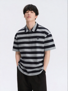 GXG | Elegant Embroidery Stripe Relaxed Fashion Polo Shirt