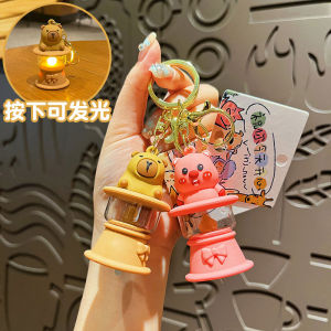 Sáng Tạo Đính Hạt Đèn Ngủ Móc Khóa Dễ Thương Hoạt Hình Capybara Phát Sáng Trong Bóng Tối Túi Mặt Dây Chuyền Cặp Đôi Phù Hợp Móc Khóa Quà Tặng