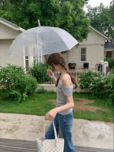 NIHAOKANONG | Áo Thun Nữ Mùa Hè Cổ Asymmetric Layered Màu Đốm