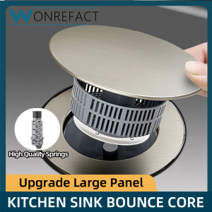 Durable Kitchen Sink Bounce Core Pop-Up Drain Filter Anti-Odor Anti-Rust Drain Stopper With Upgrade Large Panel