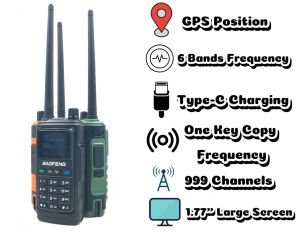 Baofeng UV-17H GPS Air Band Walkie Talkie 999CH Wireless Copy Frequency 999CH Six Bands Amateur Ham Two Way Radio Type-C Charging