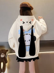 Girls Fleece Lined Hooded Jacket Thickened Padded Coat Childrens Cartoon Pachat Dog Long Ear Hoodie Autumn Winter New Arrival