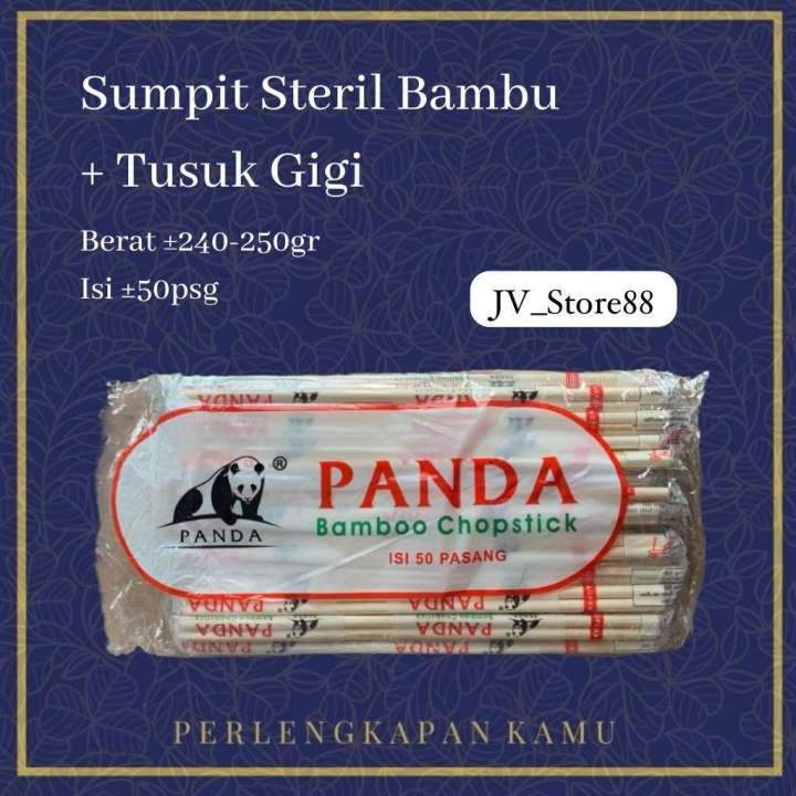 Sumpit Panda/Sumpit Bambu + Tusuk GIGI Merk Panda isi 50pasang