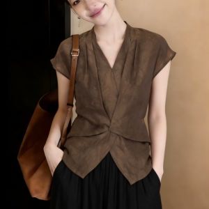 AIYITI | Elegant V-Neck Short Sleeve T-Shirt