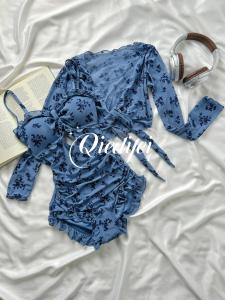 Bộ Đồ Bơi Một Mảnh Dài Tay in Hoa Che Bụng Giúp Thon Gọn Cho Nữ Đi Biển Và Suối Nước Nóng Bộ Đồ Bơi Một Mảnh Cạp Cao