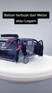 Diecast Miniatur Mobil - Toyota Alphard Mobil Skala 1:32 Diecast Alloy Logam Mobil Mainan Terdapat Lampu dan Suara - Mobil Pajangan Miniatur Toyota Alphard Hitam Merah Putih 1/32