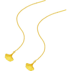 Gold Earrings 999 Purity Ginkgo Shape