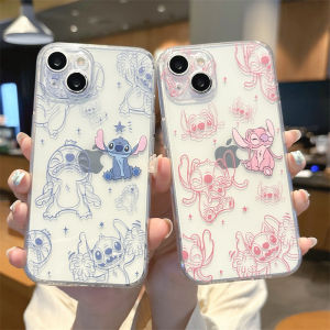 Cute Cartoon Couple Phone Case Silicone Protective Shell Full Cover Anti-Fall for iPhone 16 pro Max 15 14 plus Transparent 13 Mini 12