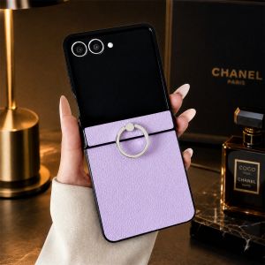 szhaiyu | Shockproof Hinge Protective Phone Case for Samsung Galaxy Z Flip 8 7 FE 6 5 4 Flip8 5G Ring Holder Stand Leather Cover