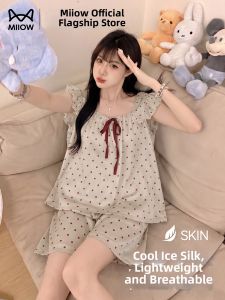 MiiOW | Summer Ice Silk Dot Sleeveless Womens Sleepwear Set