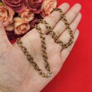 สร้อยคองานดิบทองเหลืองลายตัวเอส ความยาว 17 นิ้ว ลายเเฟชั่น งานดิบไม่ได้ชุบ ทองเหลืองโบราณ ใส่ได้ทุกโอกาส ใส่อาบน้ำได้ พร้อมส่ง