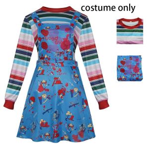 Women Chucky Cosplay Dress Killer Doll Costume Horror Costume Movie Character Outfits Halloween Costumes(140CM-3XL)
