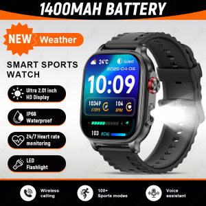 LIGE | Women 2.01" Ultra HD Screen Smart Watch 1400mAh Big Battery LED Flashlight IP68 Waterproof Heart Rate BT Call Sports Smartwatch