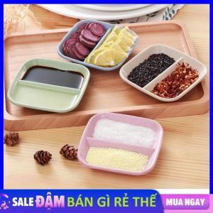 Đĩa Đựng Gia Vị 2 Ngăn Chất Liệu Lúa Mạch - Chén Bát Nhỏ Đựng Nước Mắm Nước Chấm Xì Dầu Để Bàn Ăn Lúa Mạch - Khay Đựng Gia Vị 1 Ngăn/2 Ngăn Tiện Lợi