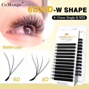 Auto Flowering Double Tips 3/4D W Shaped Eyelash Extension Premade Natural Fake Fans Volume Fluffy Technological Fibers Eyelash