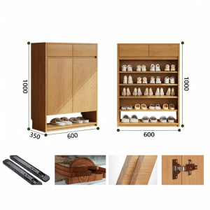 Integrated Entryway Shoe Cabinet with Drawers Real Wood