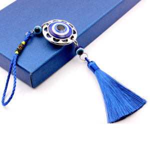 Hollow Round Peach Heart Blue Türkish Evil Tassel Car Ornament