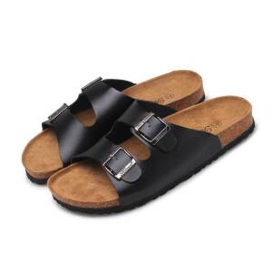Mens Fashion Cork Slippers Casual Beach Sandals Outdoor Leisure Slip-On Shoes Wooden Sole Summer Beachwear Male Slippers