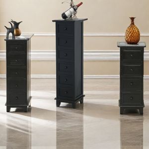 HENGDEMU | Black Retro Small Narrow Solid Wood Drawer Cabinet