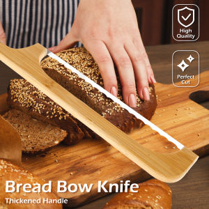 Sourdough Bread Slicer for Homemade Bread Wooden Breads Bow Knife with Stainless Steel Blades Serrated Sourdough Breads Knife