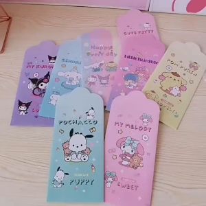 Sanrio Cartoon Cute Creative Money Envelopes CNY Angpao Wedding Angpow 4pcs in 1pack 2023 三丽鸥卡通可爱个性创意红包新年压岁利是封过年长款婚庆百元红包