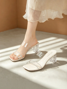 Josiny | Summer Water Drill Clear Heeled Sandals