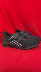 Sepatu Sekolah Anak Laki-laki & Perempuan SLK Hitam Tali Prepet Ukuran 31-40 Sepatu Sneakers Terbaru