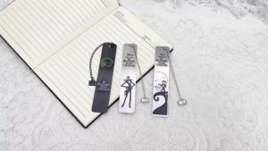 Bandai | Jack Skellington Kim Loại Bookmark Có Dây Xích Thiết Kế Kinh Dị Gothic Dành Cho Những Người Yêu Sách Tại Nhà Câu Lạc Bộ Đọc Sách Quà Tặng Giáng Sinh Halloween