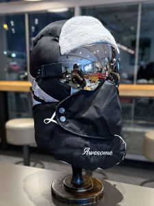 Northeast Cold Proof Ushanka Mens and Womens Winter Fleece-lined Thickened Ears Protection Hat Scarf Integrated Windproof Cycling Warm Artifact