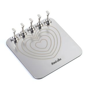 ที่วางเล็บสำหรับเพ้นท์เล็บ รูปหัวใจ สำหรับเล็บปลอม/โชว์และฝึกทำเล็บ 2in1 จานผสมสีสำหรับวาดลาย อุปกรณ์ทำเล็บ