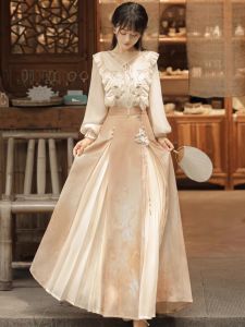 Original Autumnal Evening Improved Hanfu New Chinese Style Daily Ma Dress Coat Set Spring Autumn Polyester Fiber Ladieswear