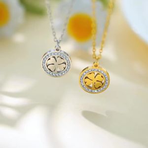Transparent Haoshi Lucky Clover Pendant Necklace Stainless Steel Womens Fashion Good Luck Talisman Valentines Day Gift