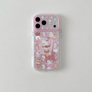 Sanrio | Fashion Cute Pink Sanrio Hello Kitty Shockproof Phone Case For iphone 16 15 14 13 12 17 Pro Max 11 Full Camera Protective Cover