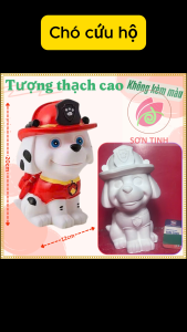 Tượng thạch cao Chó cứu hộ M49 (Không kèm màu) Bé Tô Màu Tô Tượng