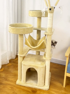 Cat Condo Cat Tree with Hammock Sisal Cat Scratching Post Climbing Cat Nest Jumping Platform Cat Climbing Frame