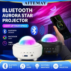 Aitemay bầu trời đầy sao Aurora Moon Projector-nhạc bluetooth đèn ban đêm với USB/ứng dụng điều khiển đèn tâm trạng di động cho giường