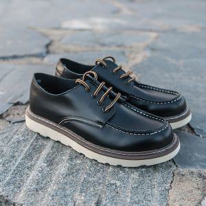 Bốt Da Nam Cổ Lửng Phong Cách Retro